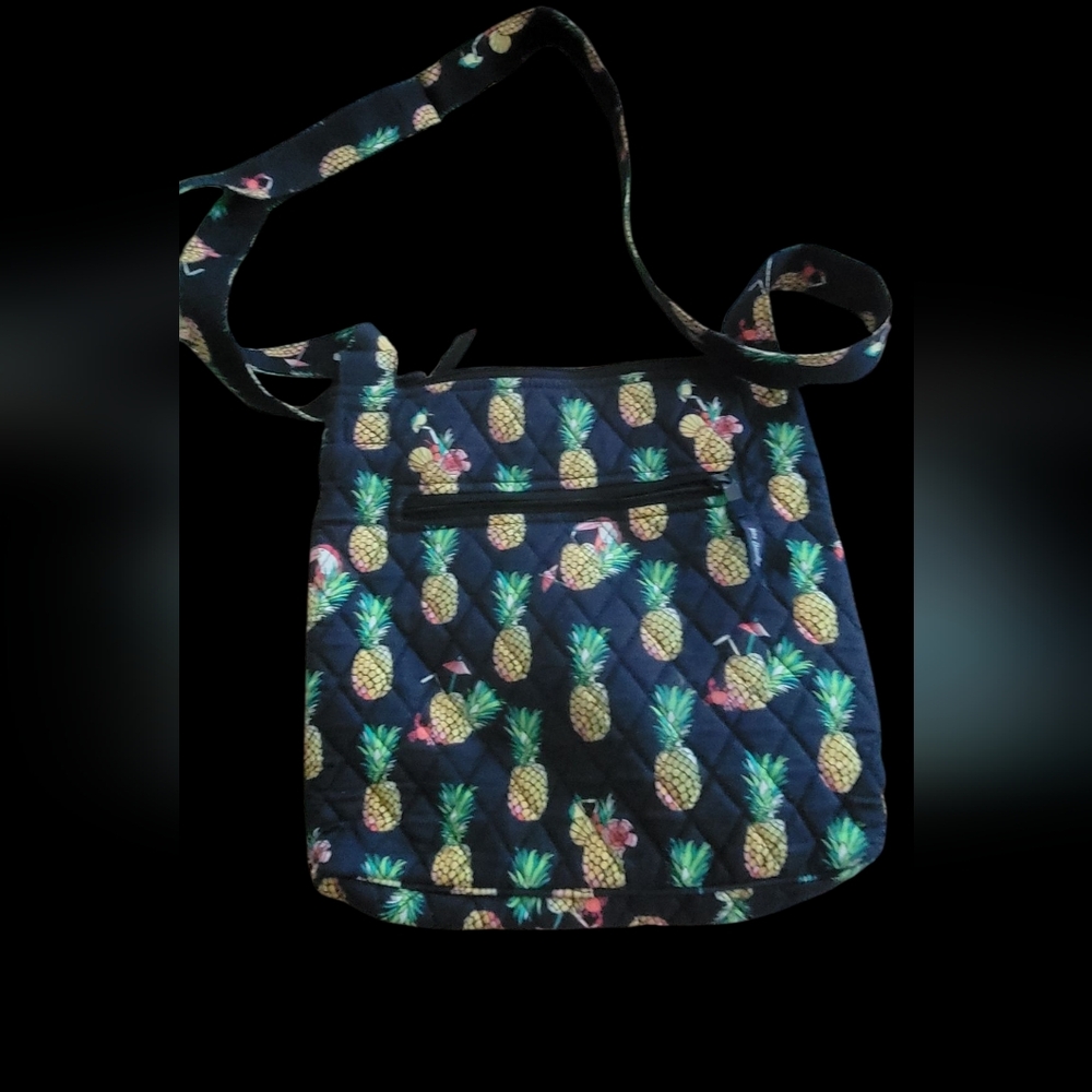 Vera Bradley Black Pineapple Crossbody Bag #9